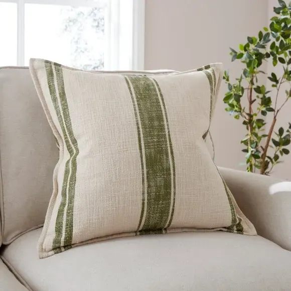 Square Cushion with Feather Fill - Cream, Cotton image