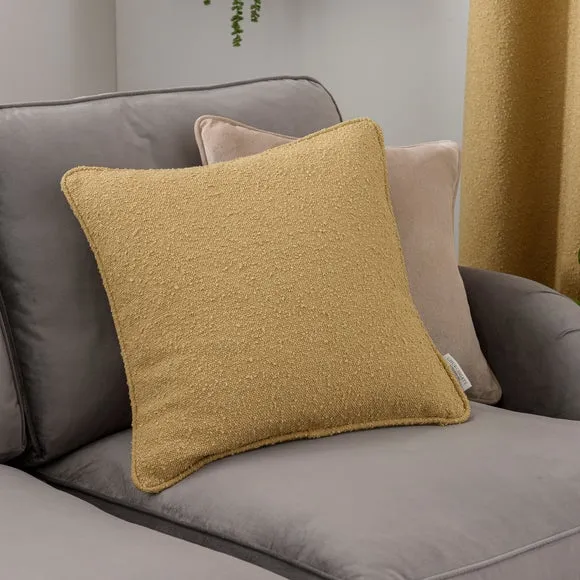 Square Cushion with Removable Cover - Honey, Boucle