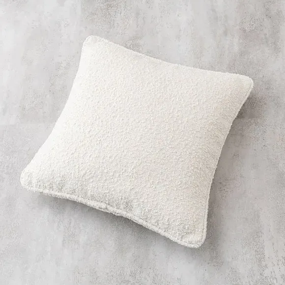 Square Cushion with Removable Cover - Ivory, Boucle