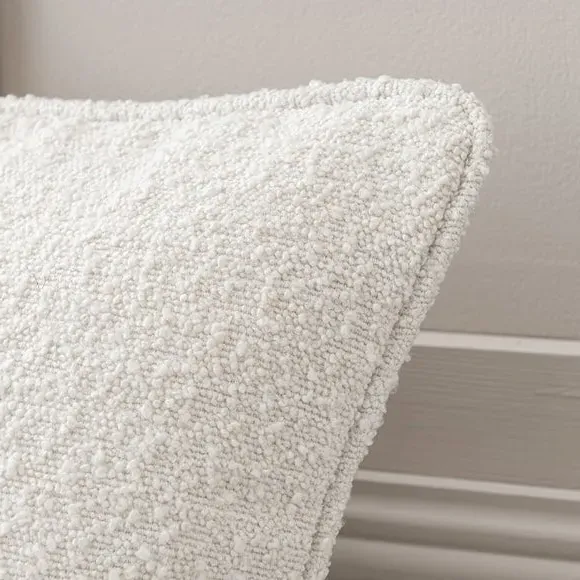 Square Cushion with Removable Cover - Ivory, Boucle