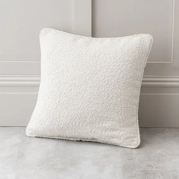Square Cushion with Removable Cover - Ivory, Boucle