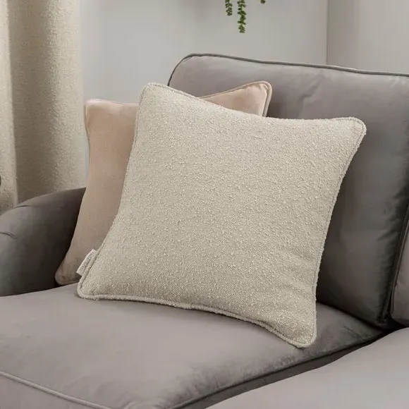 Square Cushion with Removable Cover - Natural, Boucle