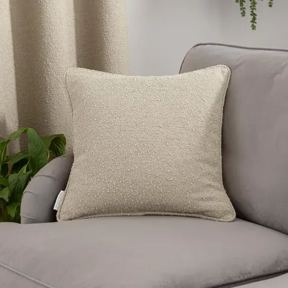 Square Cushion with Removable Cover - Natural, Boucle
