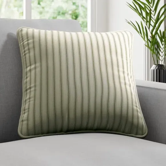 Striped Cushion Cover with Edge Options - Green