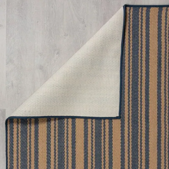 Striped Flatweave Rug - Blue, Jute