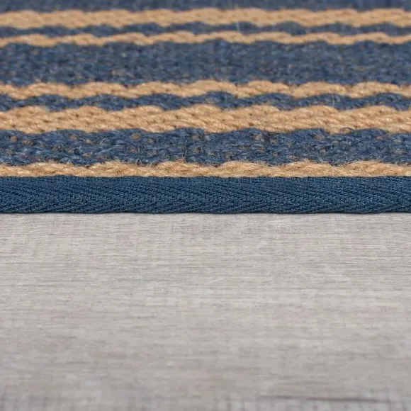 Striped Flatweave Rug - Blue, Jute