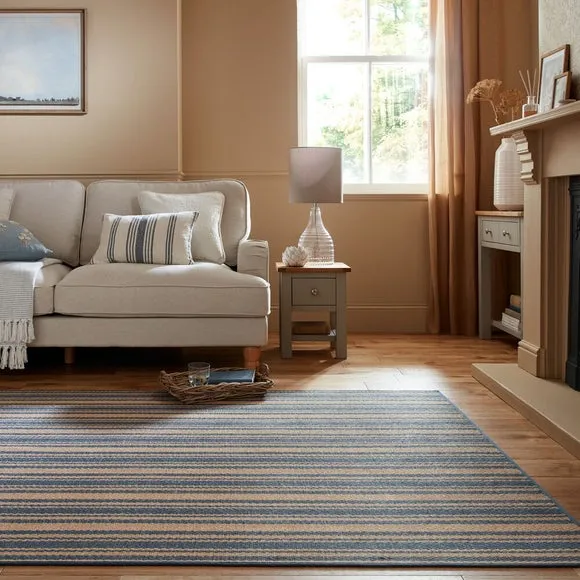 Striped Flatweave Rug - Blue, Jute image