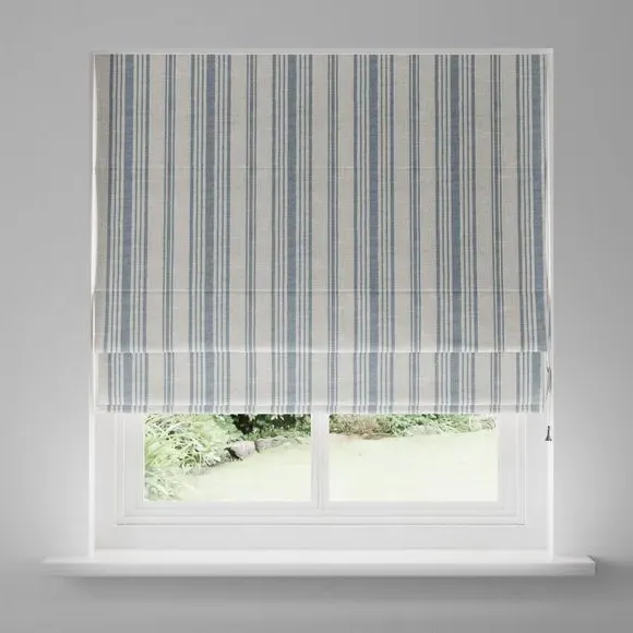 Striped Roman Blind Fully Lined - Folkstone Blue