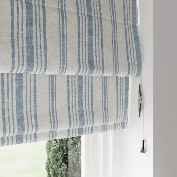 Striped Roman Blind Fully Lined - Folkstone Blue