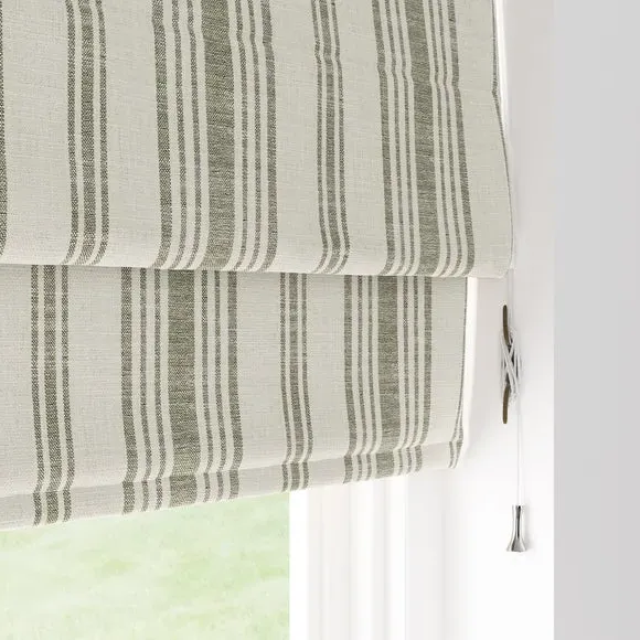 Striped Roman Blind Fully Lined - Olive