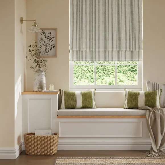 Striped Roman Blind Fully Lined - Olive