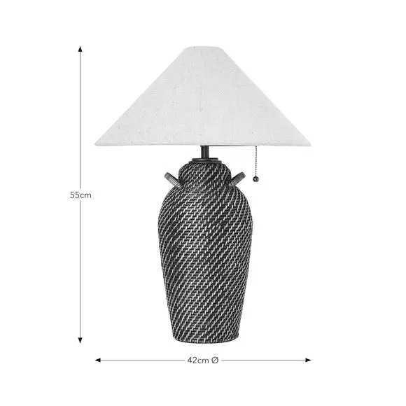 Table Lamp with Pull Cord - Brown, Rattan