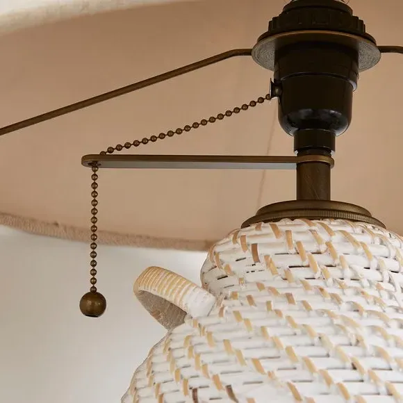 Table Lamp with Pull Cord - Natural, Rattan