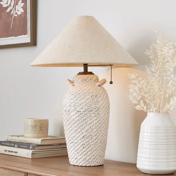 Table Lamp with Pull Cord - Natural, Rattan