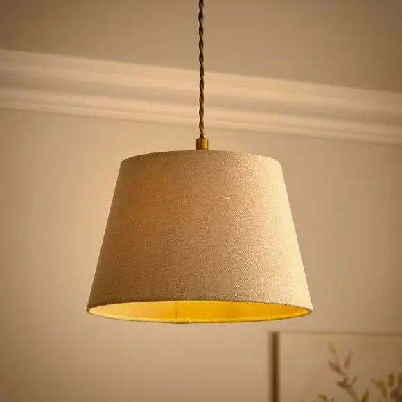 Tapered Lamp Shade with Brass Frame - Natural