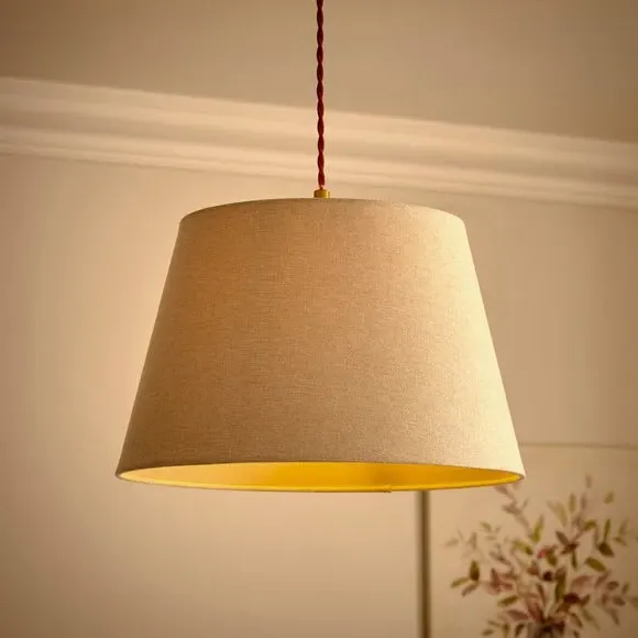 Tapered Lamp Shade with Brass Frame - Natural