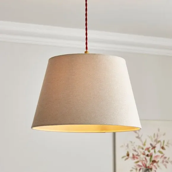 Tapered Lamp Shade with Brass Frame - Natural
