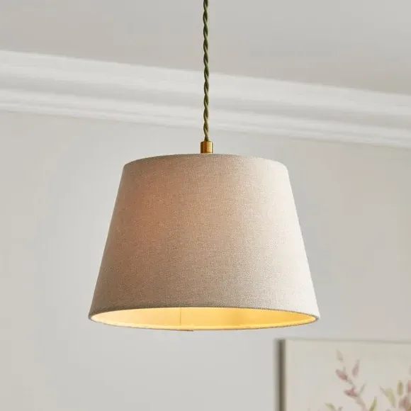 Tapered Lamp Shade with Brass Frame - Natural