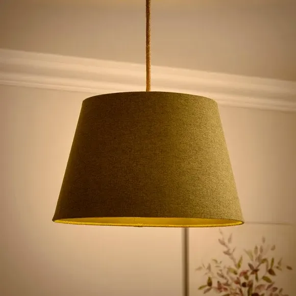 Tapered Lamp Shade with Brass Frame - Olive