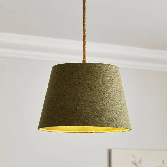 Tapered Lamp Shade with Brass Frame - Olive