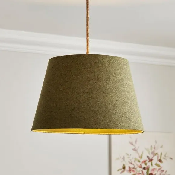 Tapered Lamp Shade with Brass Frame - Olive