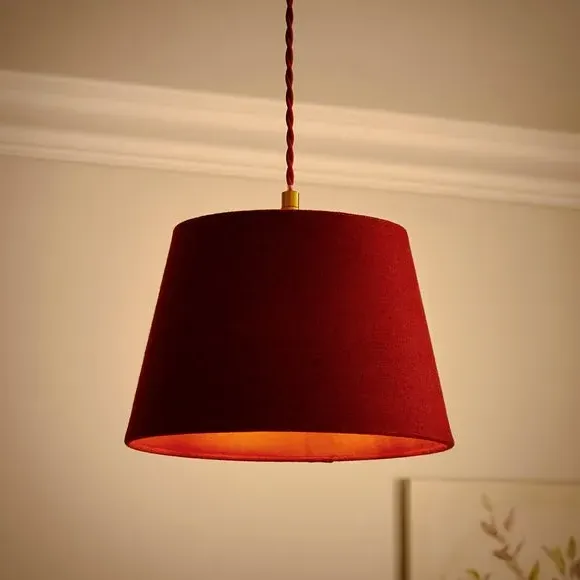 Tapered Lamp Shade with Brass Frame - Wine