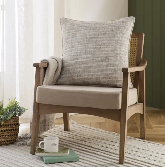 Textured Cushion with Feather Fill - Natural, Polyester