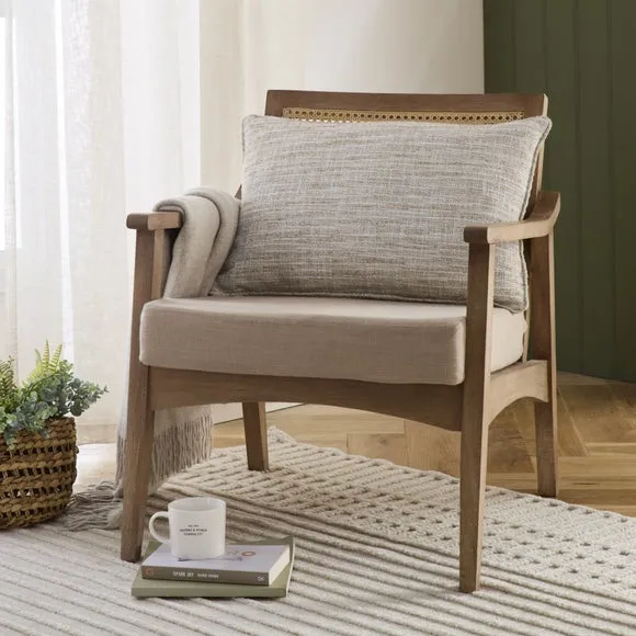 Textured Cushion with Feather Fill - Natural, Polyester