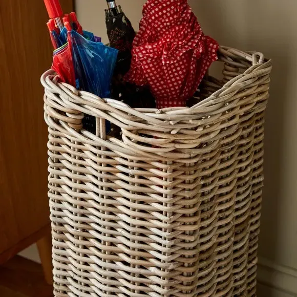 Umbrella Stand - Grey, Rattan