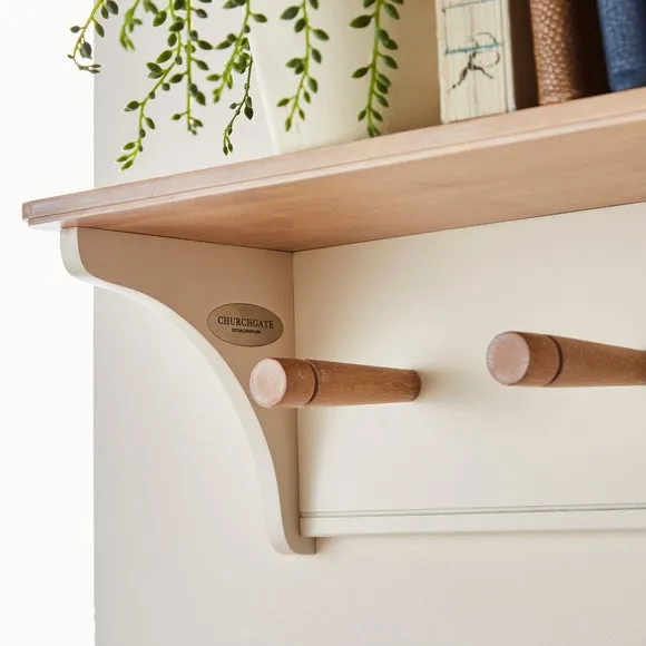 Wall Mounted Kitchen Shelf with Hooks - Natural