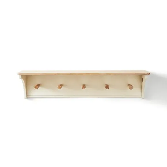 Wall Mounted Kitchen Shelf with Hooks - Natural
