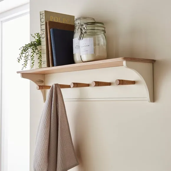 Wall Mounted Kitchen Shelf with Hooks - Natural image