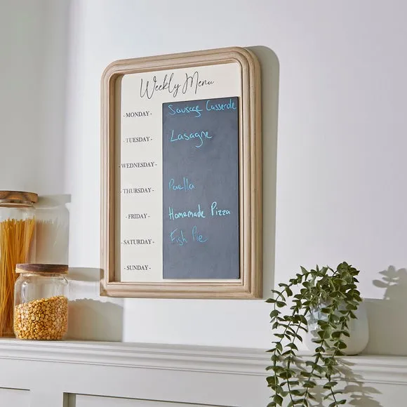 Weekly Menu Memo Board - Wood, Chalkboard image