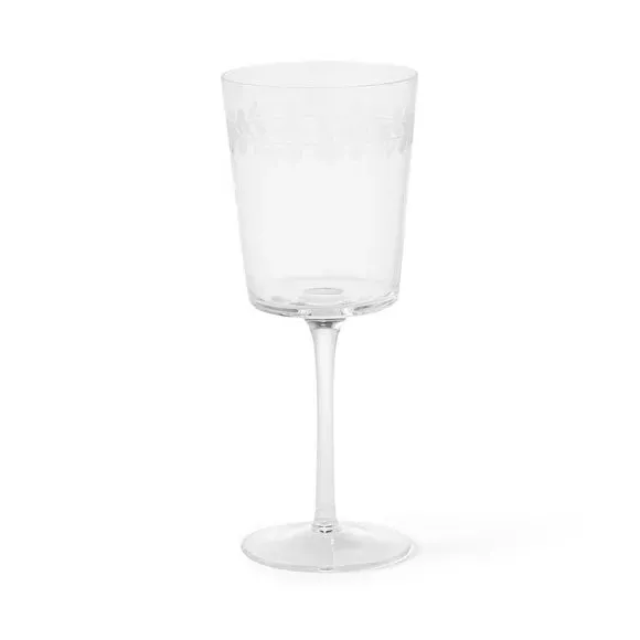 White Wine Glass with Etched Detail - Clear, Glass