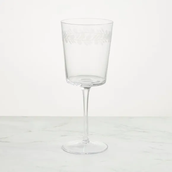 White Wine Glass with Etched Detail - Clear, Glass image