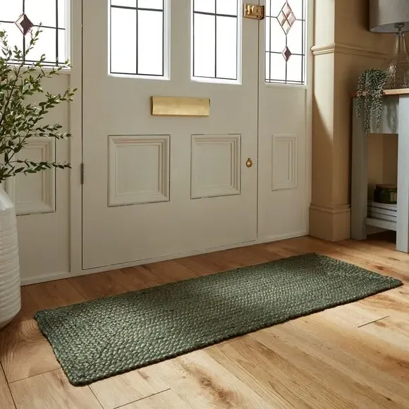 Wide Doormat - Green, Jute