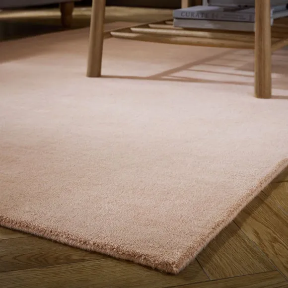 Woven Wool Rug with Dense Pile - Blush
