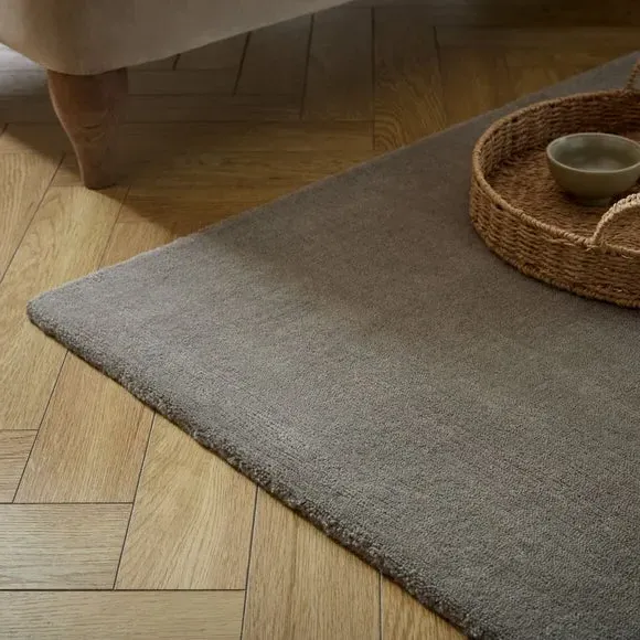 Woven Wool Rug with Dense Pile - Grey