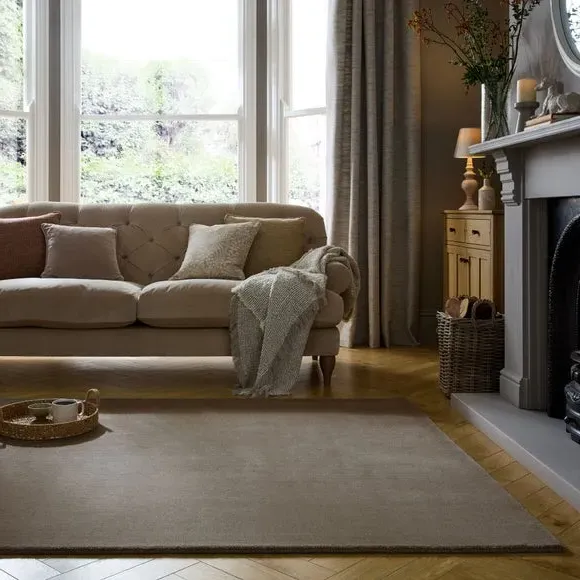 Woven Wool Rug with Dense Pile - Grey