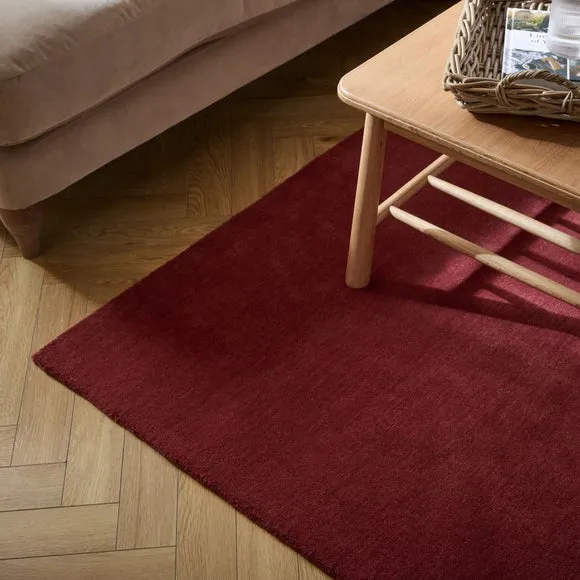 Woven Wool Rug with Dense Pile - Mulberry