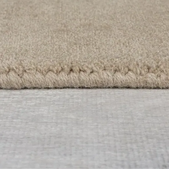 Woven Wool Rug with Dense Pile - Natural