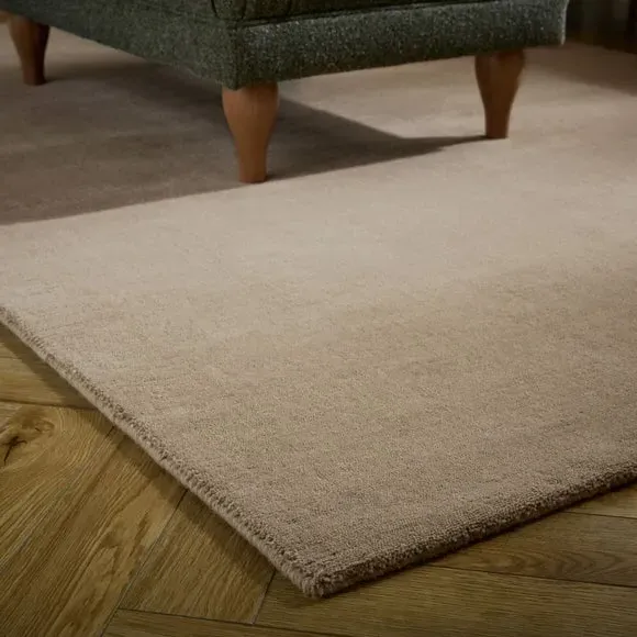 Woven Wool Rug with Dense Pile - Natural