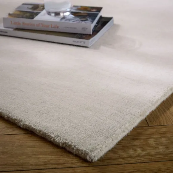 Woven Wool Rug with Dense Pile - Natural