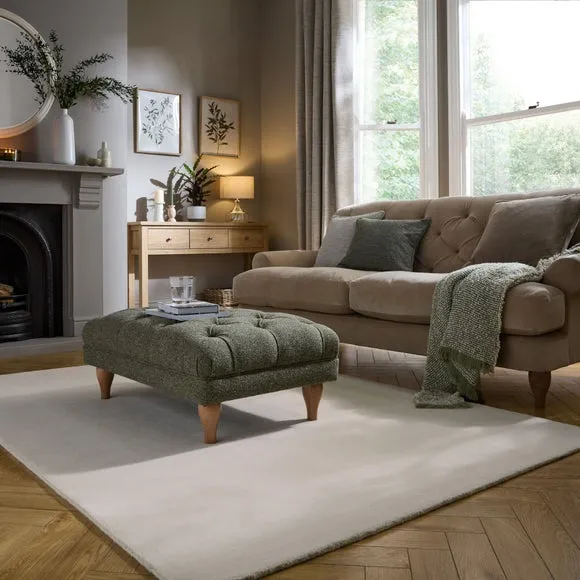 Woven Wool Rug with Dense Pile - Natural