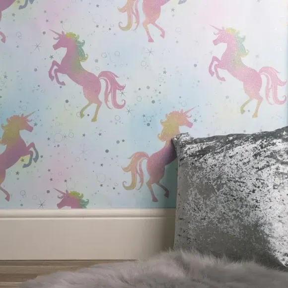 Dancing Unicorn Wallpaper - Pink, Textured image