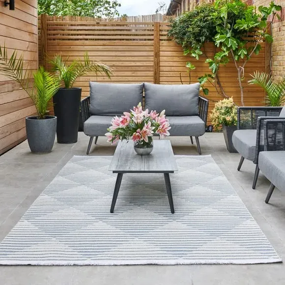 Geometric Indoor Outdoor Rug - Blue
