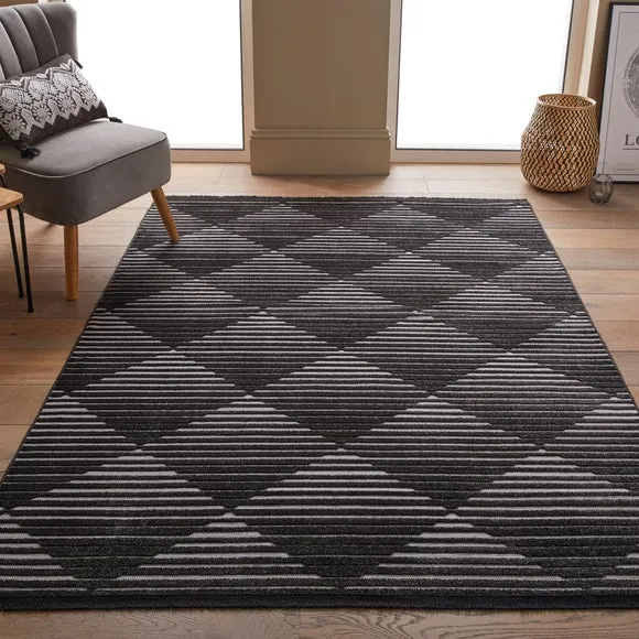 Geometric Indoor Outdoor Rug - Grey