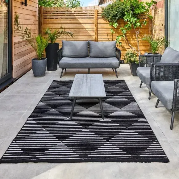 Geometric Indoor Outdoor Rug - Grey