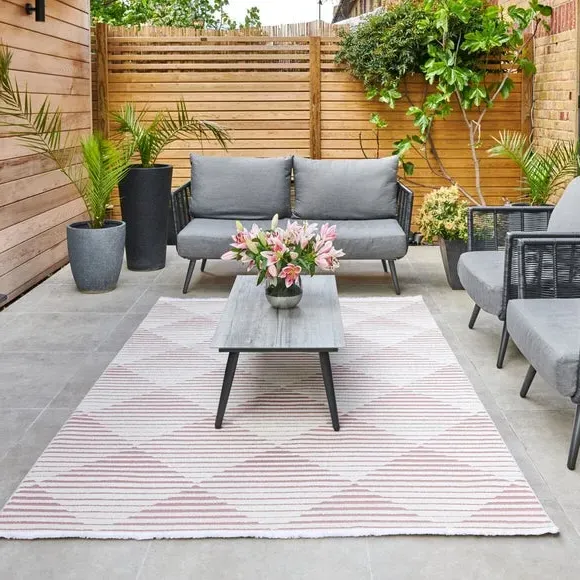 Geometric Indoor Outdoor Rug - Rose