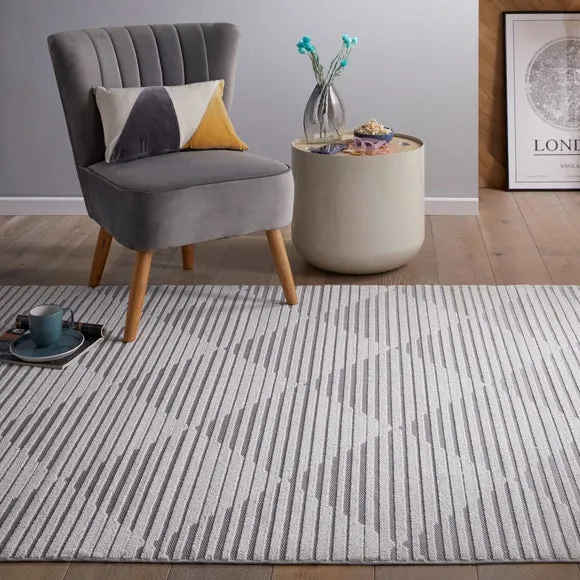 Geometric Indoor Outdoor Rug - Silver